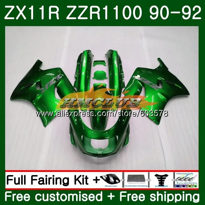 Средства ухода за кожей для KAWASAKI NINJA ZX-11R ZZR 1100 ZX 11R 1990 1991 1992 28CL. 138 ZZR1100 ZX11 ZX-11 R ZX-11R 90 91 92 Металл Зеленый обтекатель