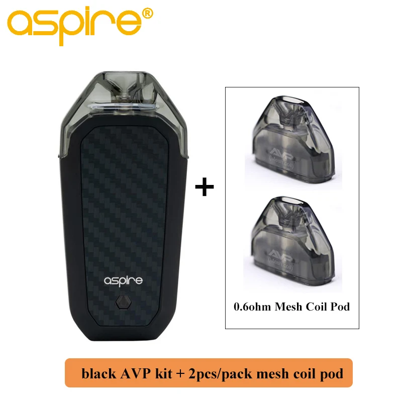 black add mesh pod Набор электронных сигарет Aspire AVP Vape Kit 2 мл емкость Pod 1,2/1,3/700 Ом катушка встроенный аккумулятор мАч MTL стартовый комплект Vaper - Цвет: black add mesh pod