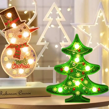

1Pcs DIY Diamond Painting Christmas Decoration With LED Night Light Christmas Tree Snowman Diamond Painting DIY Craft Stitch Set