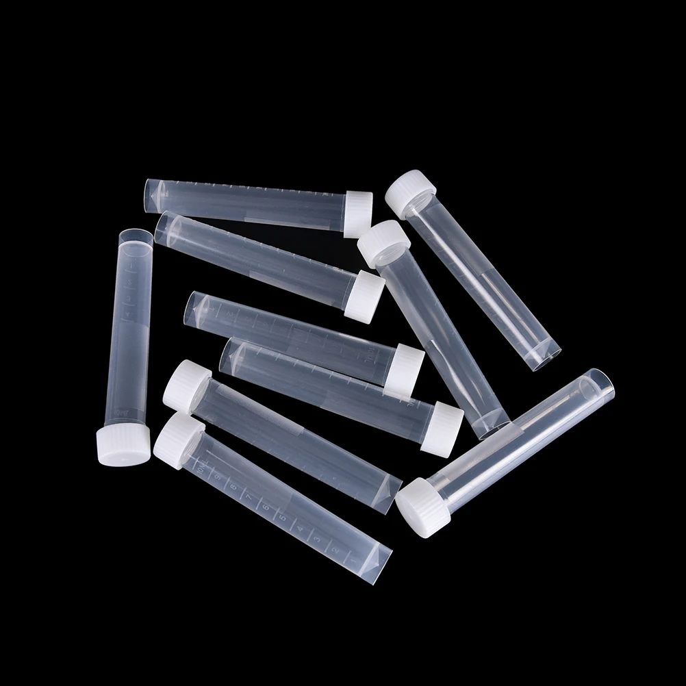 10PcsX 10ml Lab Plastic Frozen Test Tubes Vial Seal Cap Container  for Laboratory School Educational Suppy