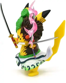 ゾロ×ピカチュウ PVC 4" Pokemon Anime Kawaii Pikachu Cosplay Roronoa Zoro Action Figure Statues GK Collection Birthday Gifts Funko Pop It 12