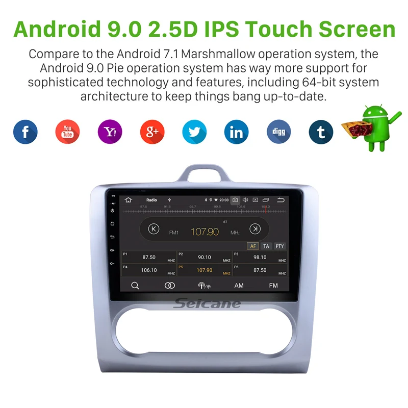 Clearance Seicane GPS Head Unit For Ford Focus 2 2004-2011 10.1 inch Android 9.0 Touchscreen Car Radio WiFi Touchscreen Multimedia Player 2