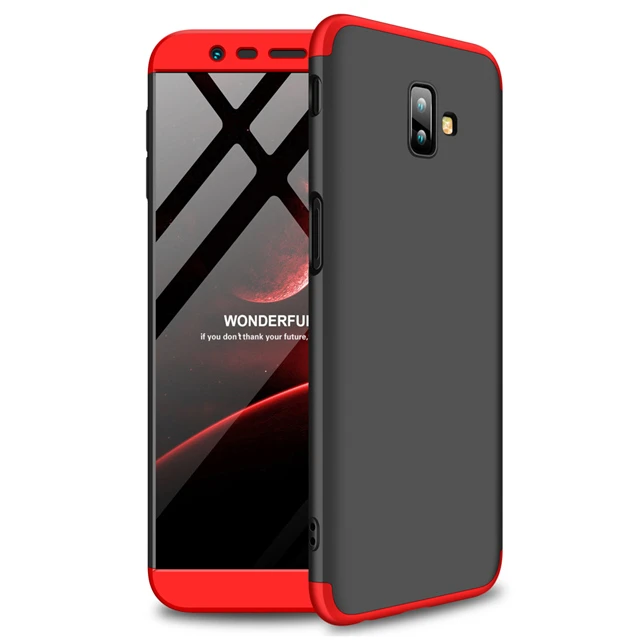 Тонкий бронированный ударопрочный защитный корпус для samsung Galaxy A8 A6 Plus J2 Pro J6 J4 J8 жесткий силиконовый чехол на заднюю панель J7 Duo - Color: Black Red