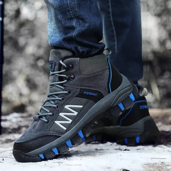 

2020 Rubber snow boots for men platform safety snow Male shoes Working comfort leather Hiking