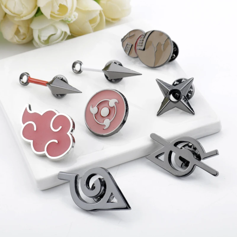 

Naruto Brooches Pins Cartoon Anime Uchiha Itachi Konoha Akatsuki Red Cloud Badge Lapel Pin For Men Women Cosplay Gifts