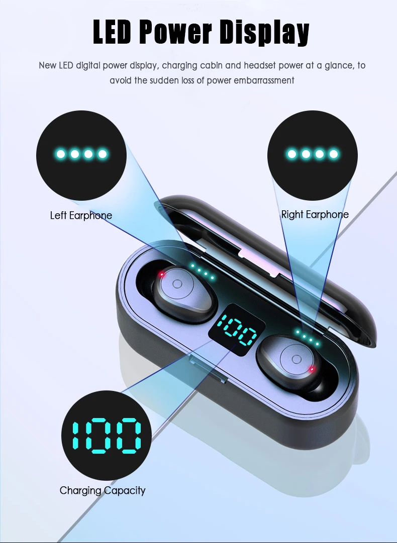 Новинка, Bluetooth V5.0, наушники, беспроводной светодиодный дисплей, наушники, стерео, спортивные, беспроводные, супер бас наушники, наушники