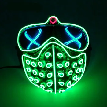 

Led Halloween Mask Party Vintga Rivet Masque Masquerade Neon Masks Light Bleach Mask Mascara Horror Maska Glowing Masker Purge