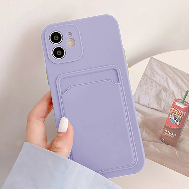 Phone Case For Iphone 11 Cases Card Slot Silicon Funda Iphone 12 13 Pro Max XR 7 8 Plus SE 2022 2020 X XS Max Mini Covers Coque Purple