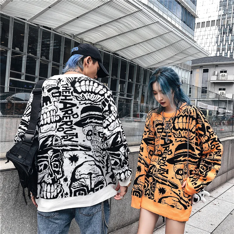 Хип-хоп вязаный свитер мужской уличная BF Harajuku свободный удобный свитер модный хлопковый свитер негабаритный