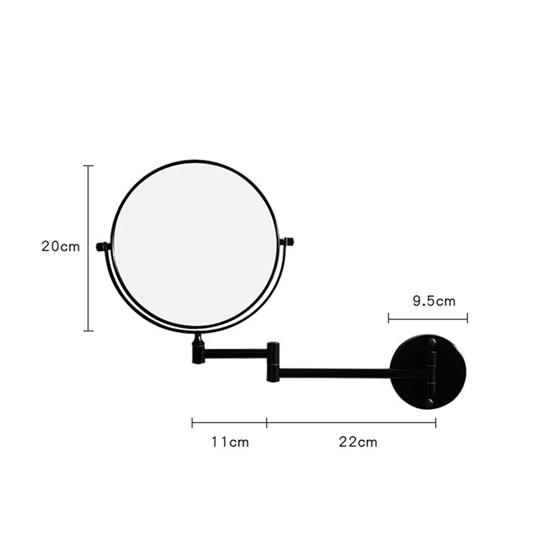 Черное зеркало для ванной, настенное косметическое зеркало для ванной комнаты, косметическое зеркало, складывающееся увеличительное стекло, настенные зеркала