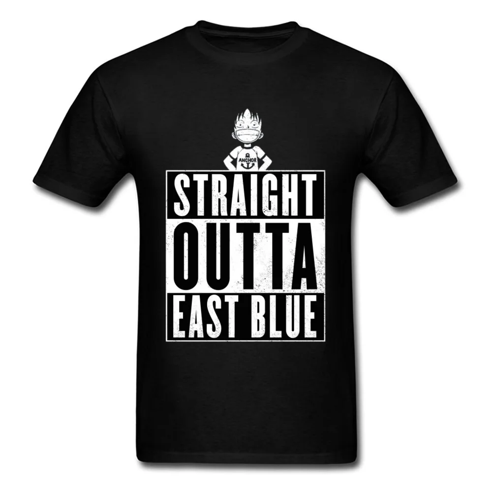One Piece Tops &amp Tees Monkey D Luffy T-shirt Straight Outta East Blue Men T Shirt Birthday Gift Tshirt Pirate King Anime Wanted | Мужская