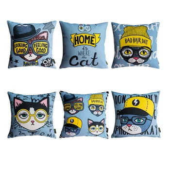 

Hot Creative Cute Cartoon Pattern Cushion Cover Cat Dog Owl 3D Animal Head Printing Decor Pillowcase Car Sofa Kids Bedroom