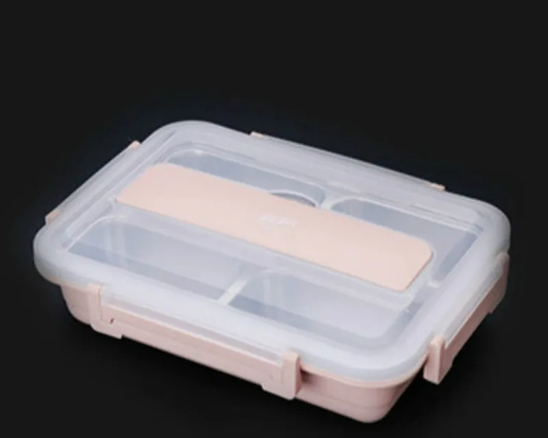 Розовый Stainless Steel Lunch Box Lid Dividing Insulated Leak Heat Preservation Multi Function Plate with Mobile Phone Holder N h1 - Цвет: Розовый