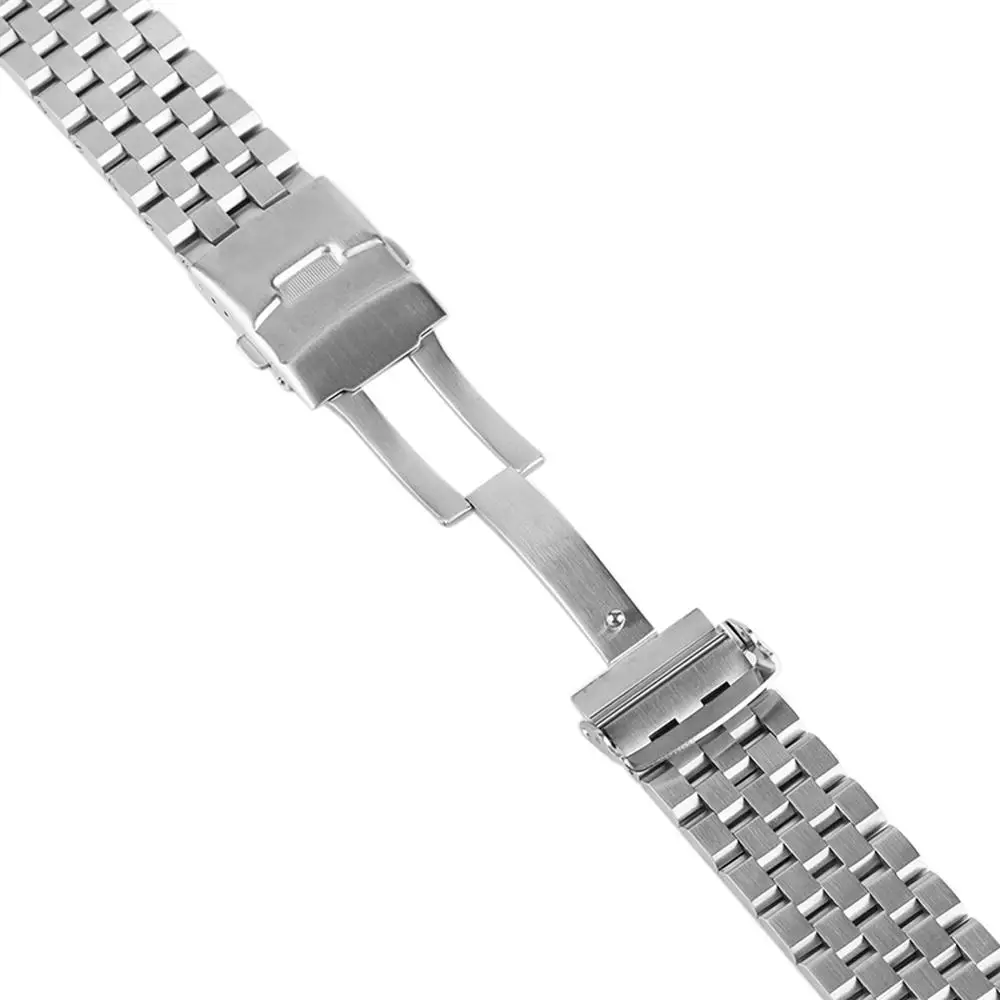Silver/Black Solid Stainless Steel 22mm 20mm Watchbands Folding Clasp Mens High Quality Watch Strap Replacement