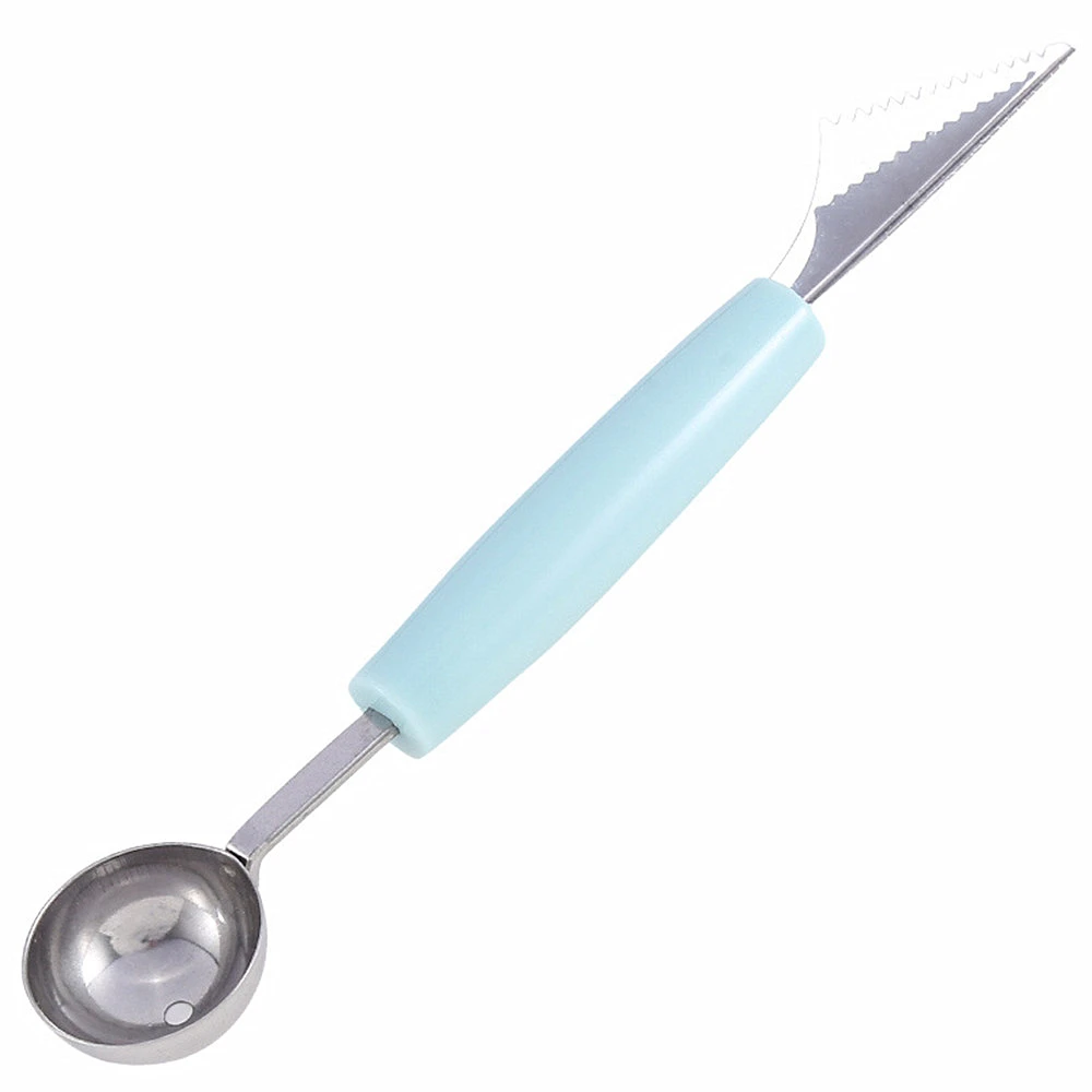 Light Blue Двухголовый Арбуз Дыня Фрукты резной нож резак творческий мороженое копать мяч Совок Ложка шариковая кухонные аксессуары - Цвет: Light Blue