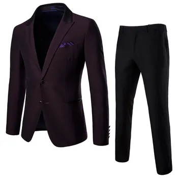 

Burgundy suit men's suit spring new men's suit two-piece wedding banquet suit dress men's business formal suit set