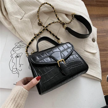 

Fashion Pu Leather Women's Handbag Large Capacity Flap Crossbody Bags Vintage Chain Shoulder Messenger Bag Buckle Bag for Female
