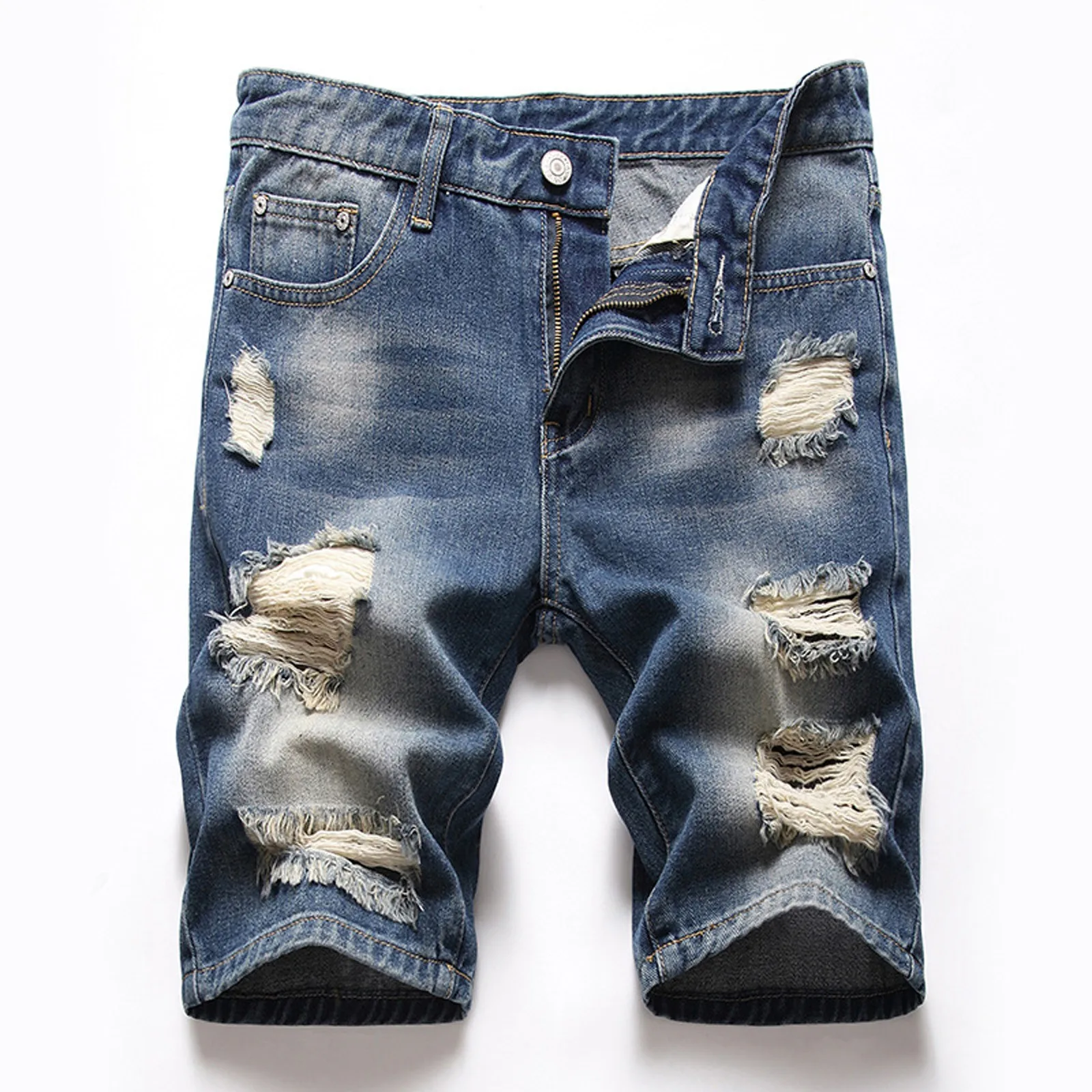 2021 New Men's Casual Denim Shorts Distressed Retro Plus Size Denim Shorts Fashion Daily Comfy Shorts Штаны Мужские Dropshipping 1