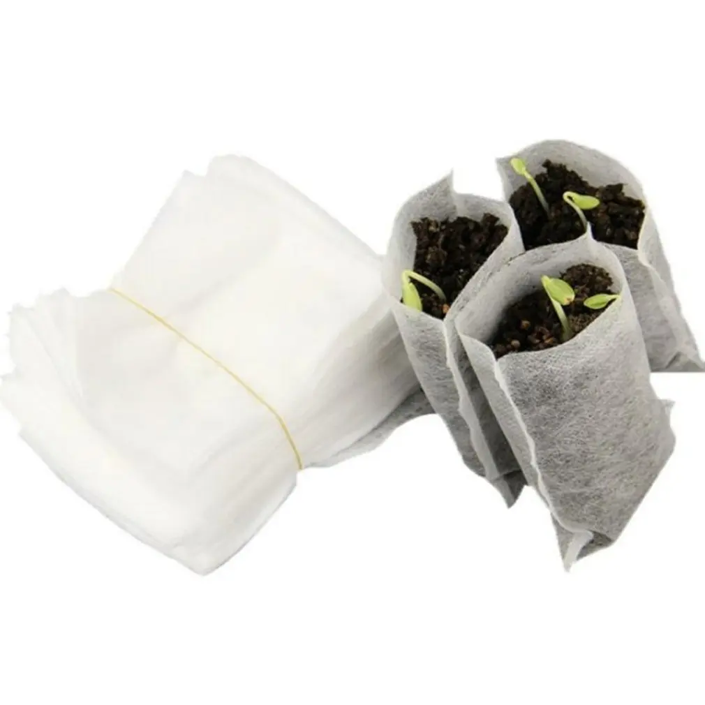 100PCS/Bag Biodegradable Seed Nursery Bags Nursery Flower Pots Vegetable Transplant Breeding Pots Garden Planting Bag