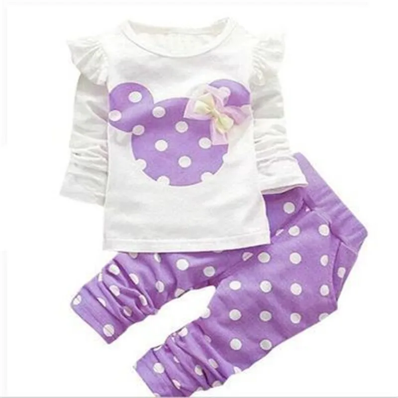 Girls Clothing Set Cotton Summer Long-sleeved Cartoon Animal Baby Suit