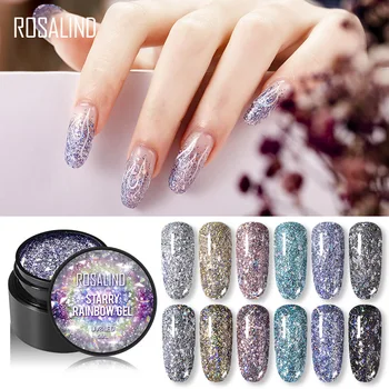

ROSALIND Nail Gel Polish 5ml Starry Rainbow Gel Bright For Glitter Painting Nail Art DesignNeed Black Base Primer For Manicure