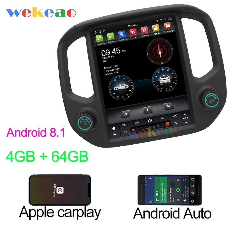Android Car Radio Wekeao вертикальный экран Tesla стиль 12,1 ''Android 8,1 автомобильный dvd-плеер gps навигация Автомагнитола для Chevrolet Colorado GMC - Цвет: Android Car Radio