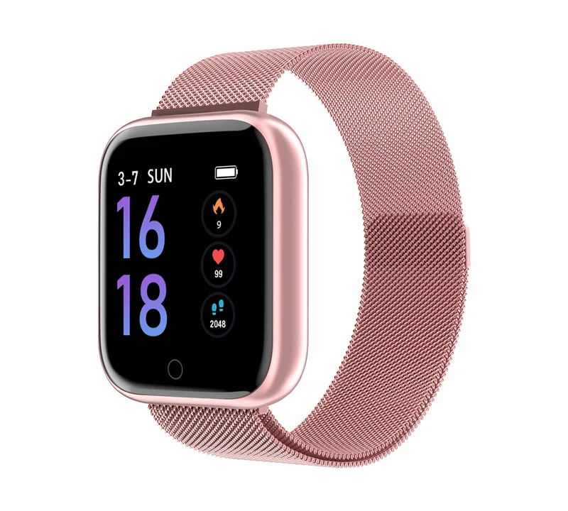 Женские Водонепроницаемые Смарт-часы T80 IWO 8 mate Bluetooth Smartwatch для Apple IPhone Xiaomi монитор сердечного ритма фитнес-трекер - Цвет: Steel Pink
