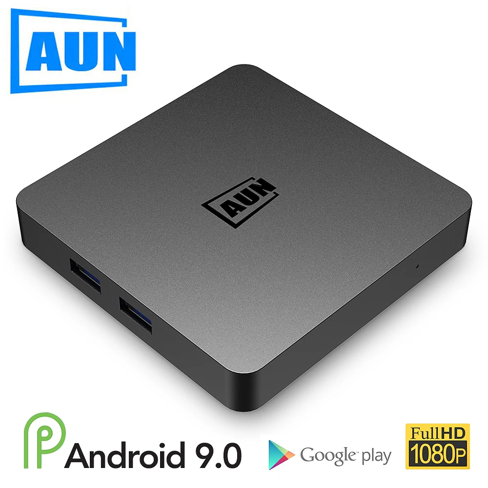 ТВ-приставка AUN BOX 1 Android 9,0, 2 Гб оперативной памяти+ 16 Гб rom. 4K Ультра HD декодирование, wifi HDMI2.0 Google плеер набор смарт-топ коробка