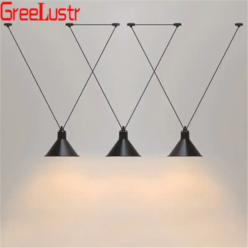 Creative Geometric Line Wire Led Pendant Lamp Black White Red