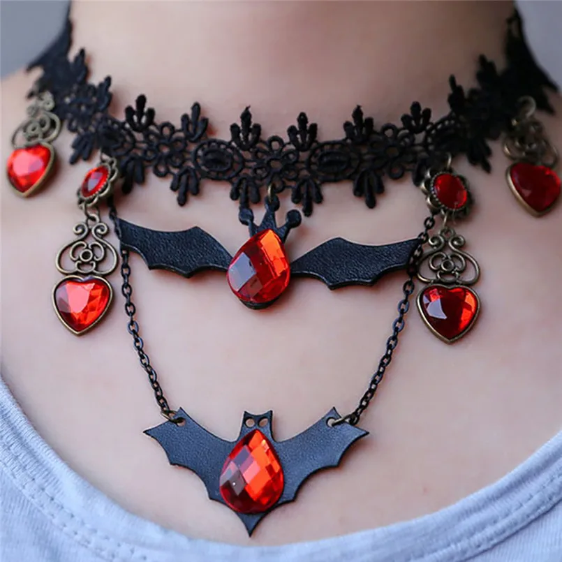 Hollowen Animal Bat Lace Neck Necklace Pendant Vampire Chain Clothing Accessories 30SE05 (2)