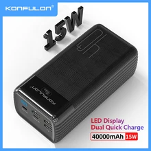 LED Type C Input/Output Powerbank 40000 mah Two Way Quick Charge Power Bank 15W PD External Battery Charger For iPhone Xiaomi