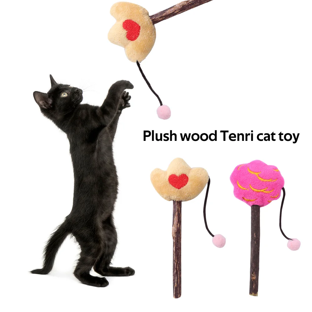 Funny Pet Cat Toys Plush Mint Kitten Teaser Playing Wand Stick Interactive Toys for Household Animals Cats Entertainment