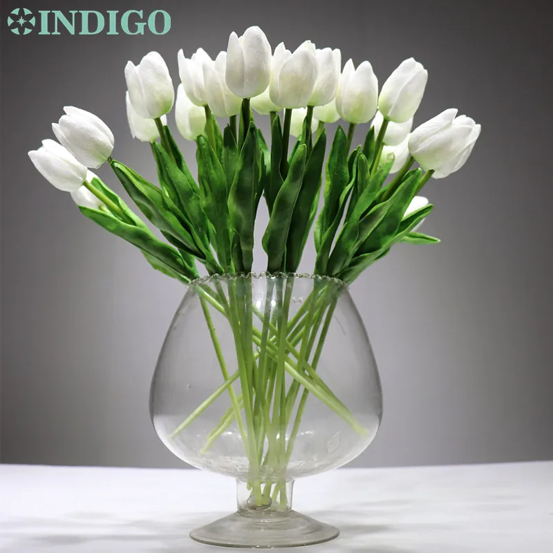Индиго-акция 21 шт Мини Белый тюльпан цветок мягкий PU цветок настоящий сенсорный стол искусственный цветок для свадьбы цветок Вечеринка