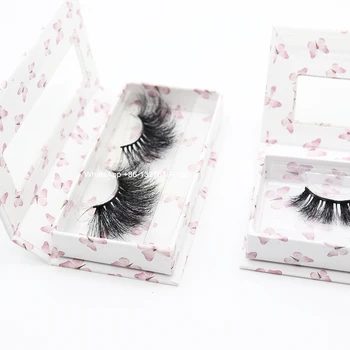 

Simple Design Pink Butterflies Mink Lash Case Mix Styles Mink Eyelashes Custom Lashbox Packaging With Logo Makeup Beauty Tools