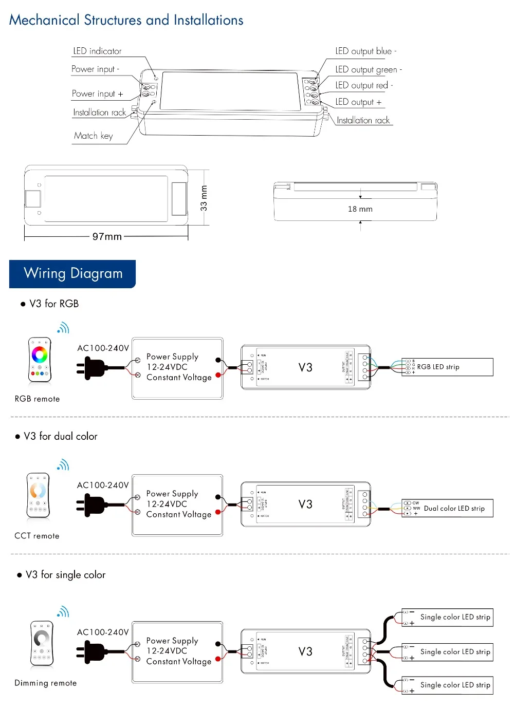 Ультратонкий сенсорный слайд R11 R12 R13 Одноцветный/CT/RGB RF 2,4G пульт дистанционного управления работают с V1 V2 V3 приемник для светодиодный полосы