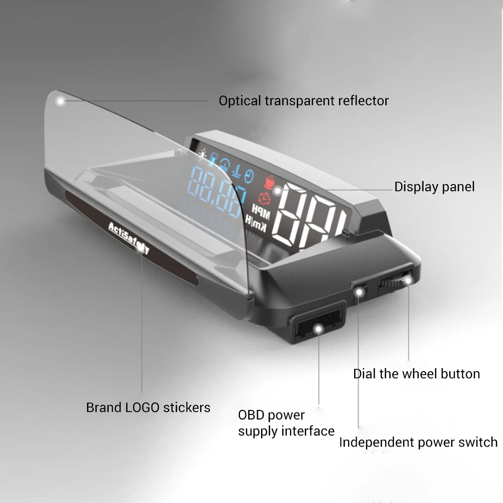 Зеркало H400S дисплей Авто HUD компьютер OBD Автомобильный скоростной проектор измеритель скорости автомобильный детектор KMH время