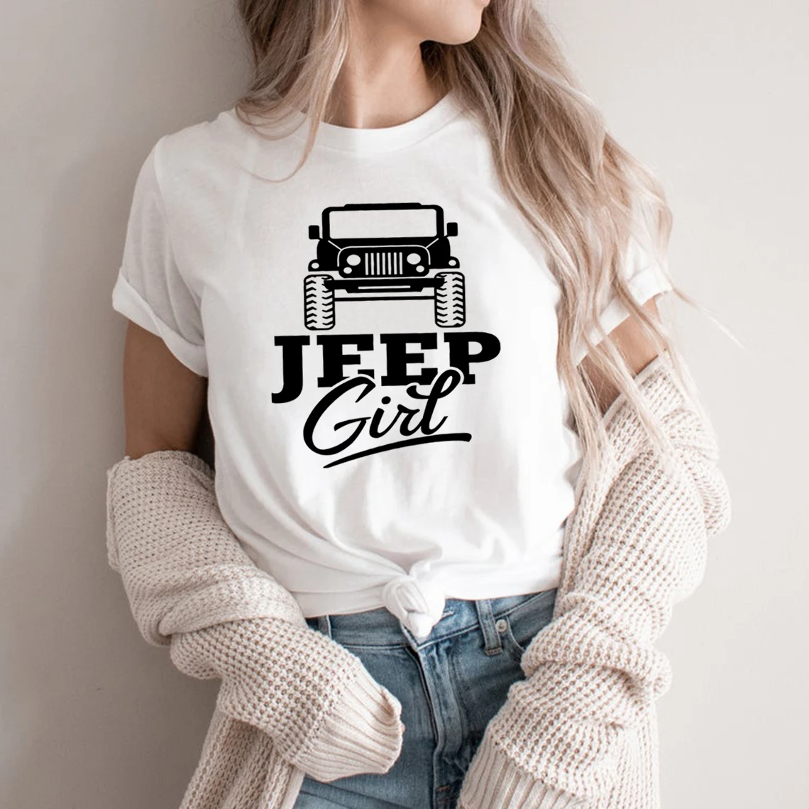 Jeep Girl T Shirt GraphicJeep Lover Tees Summer Casual Short Sleeve Round Neck Shirts for Girls graphic tees women