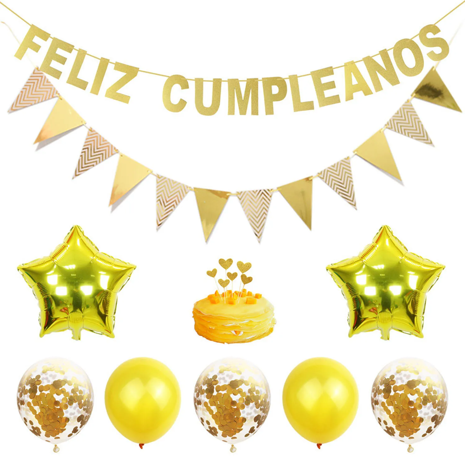 Besegad дети 15 шт. Feliz Cumpleanos день рождения баннер вымпел звезда латексные блестки воздушные шары Торт Топперы украшения набор игрушек