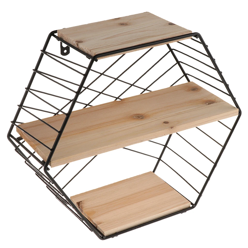Iron Shelves Hexagonal Grid Wall Rack Storage Holder Nordic Style