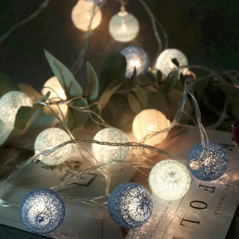 20LED Cotton Balls Garland String Lights Fairy Lamp Holiday Bedroom Decor String Lights Cotton Ball Light Chain Christmas Lights