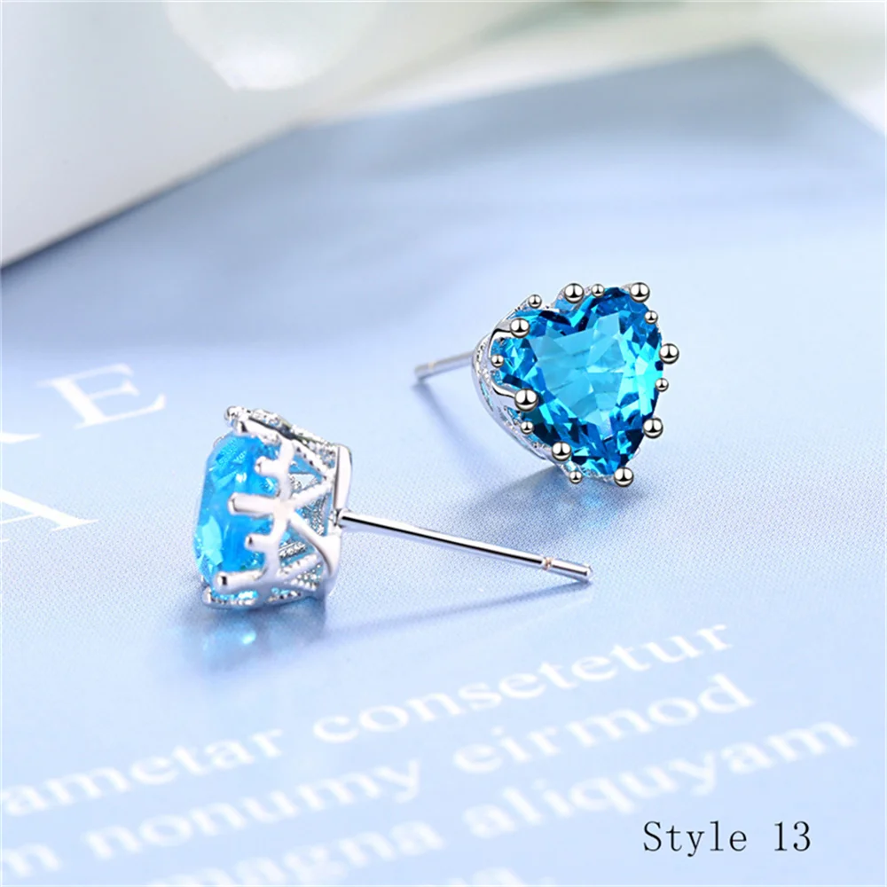925 Sterling Silver Earrings Stud for Women Solid Silver Jewelry Earrings Bling CZ Zircon Stone Stud Brincos Bridal Wedding