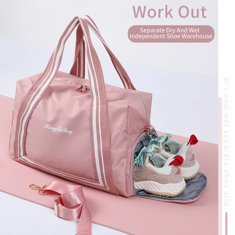 

Outdoor Waterproof Nylon Sports Gym Bags Women Shoes Compartment Sport Bags Men Training Fitness Bag 2021 Yoga Running Handbag