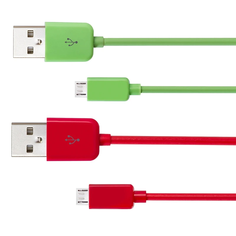 2 шт 1 м Мини USB зарядное устройство зарядный кабель синхронизации данных для samsung Galaxy S2 S3 S4, красный и зеленый
