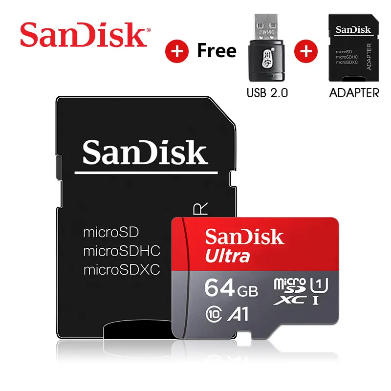 Карта памяти Micro SD SanDisk 16 ГБ 32 ГБ 64 Гб 128 Гб MicroSD Max 80 м/с Uitra C10 TF карта C4 8G cartao de memoria