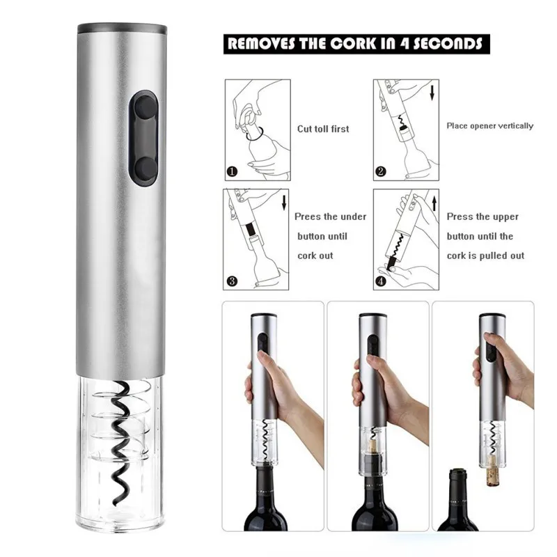 High Quality Electric Wine Bottle Opener Set Automatic Wine Bottle Opener Aluminum Bottle Opener Tool Can Be Customized LOGO