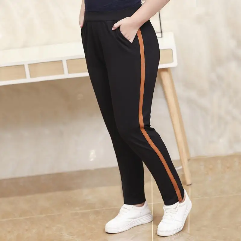 6XL 7XL Весна размера плюс женские спортивные штаны Свободные свободные черные брюки большого размера эластичные повседневные свободные спортивные штаны - Цвет: Yellow