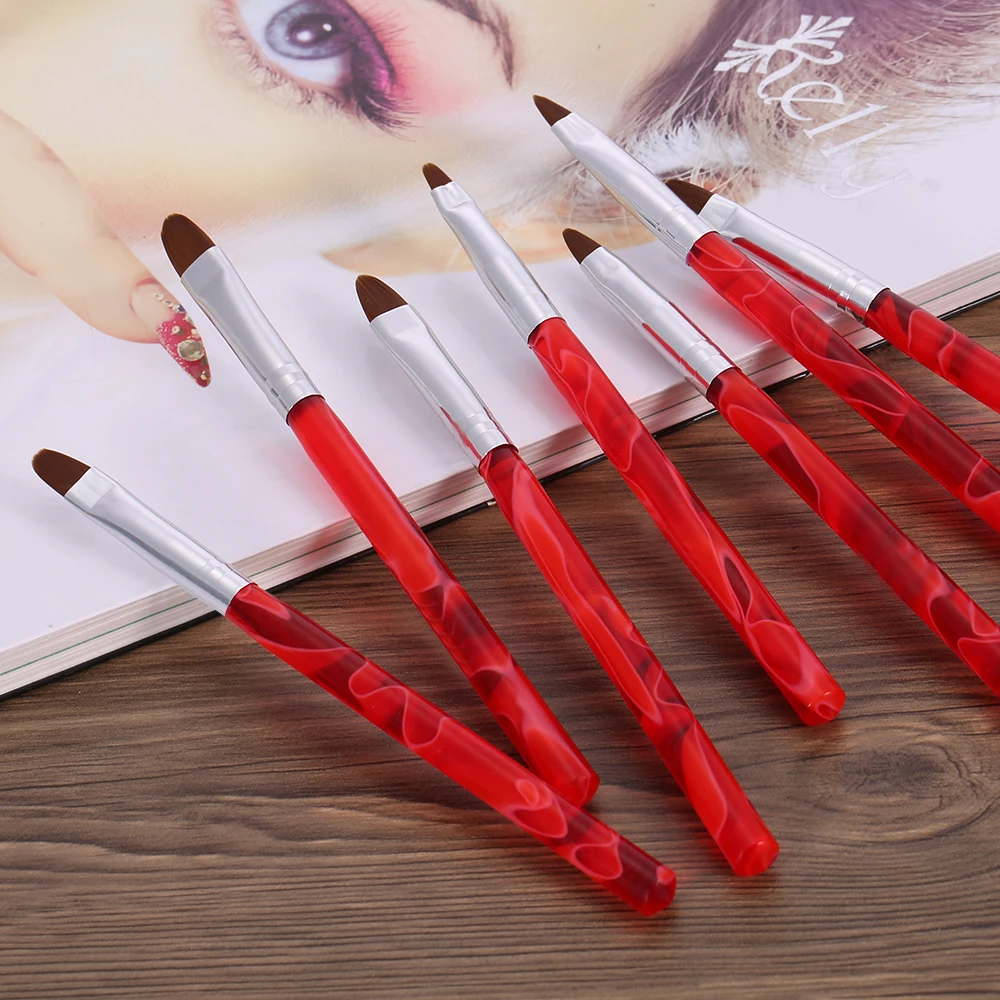 7PCS Nail Polish Brushes UV Gel Brush Set Nail Art Painting Sculpting Pen Kit DIY Nail Tools Nylon Brush Hair Manicure Pedicure