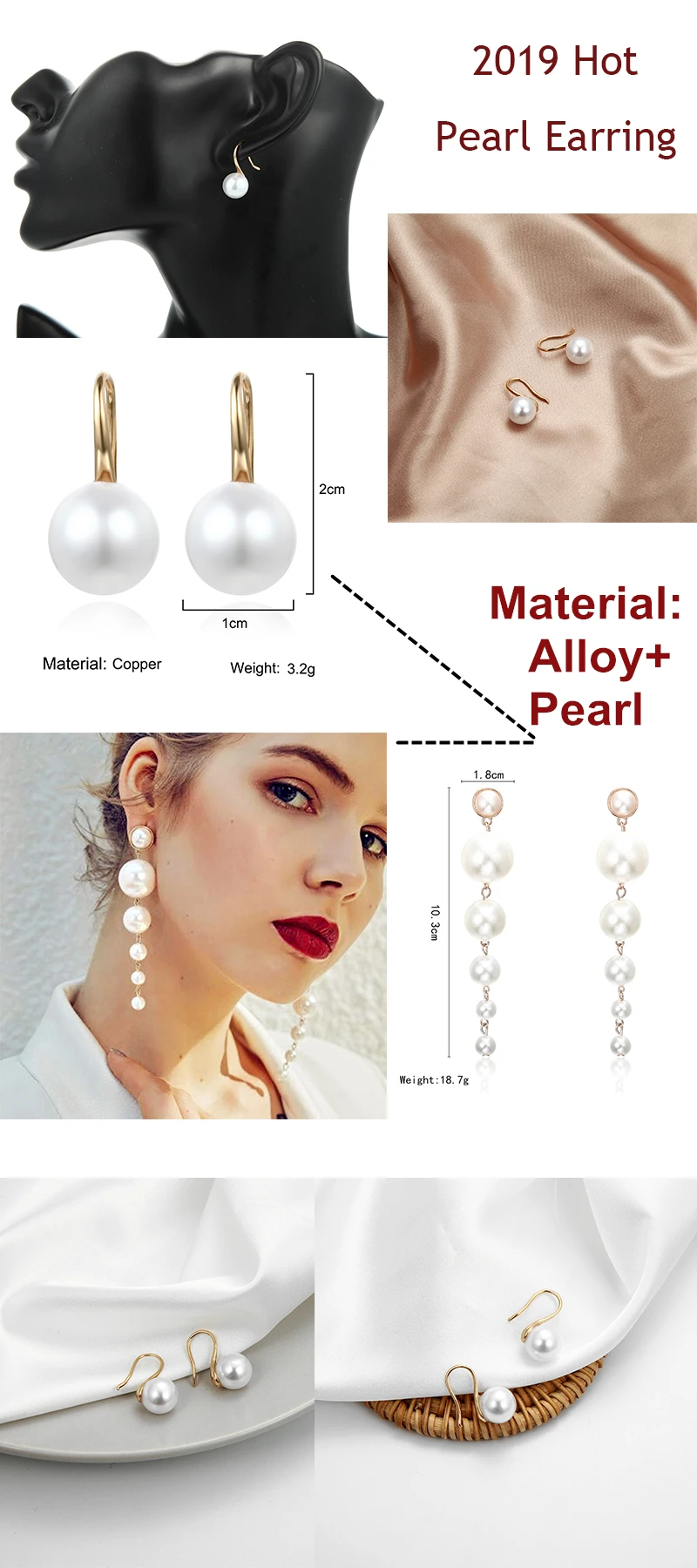 Dominated Women New Fashion Pearl Earrings Personality Metal Geometry Water Drop Exaggerated Drop Earrings Types Jewelry