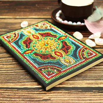 

HeeBenor A5 64 Pages DIY Diamond Notebook Mandala Diamond Painting Diary Book Special Shaped Diamond Shinny Beads Kids Gift NB03