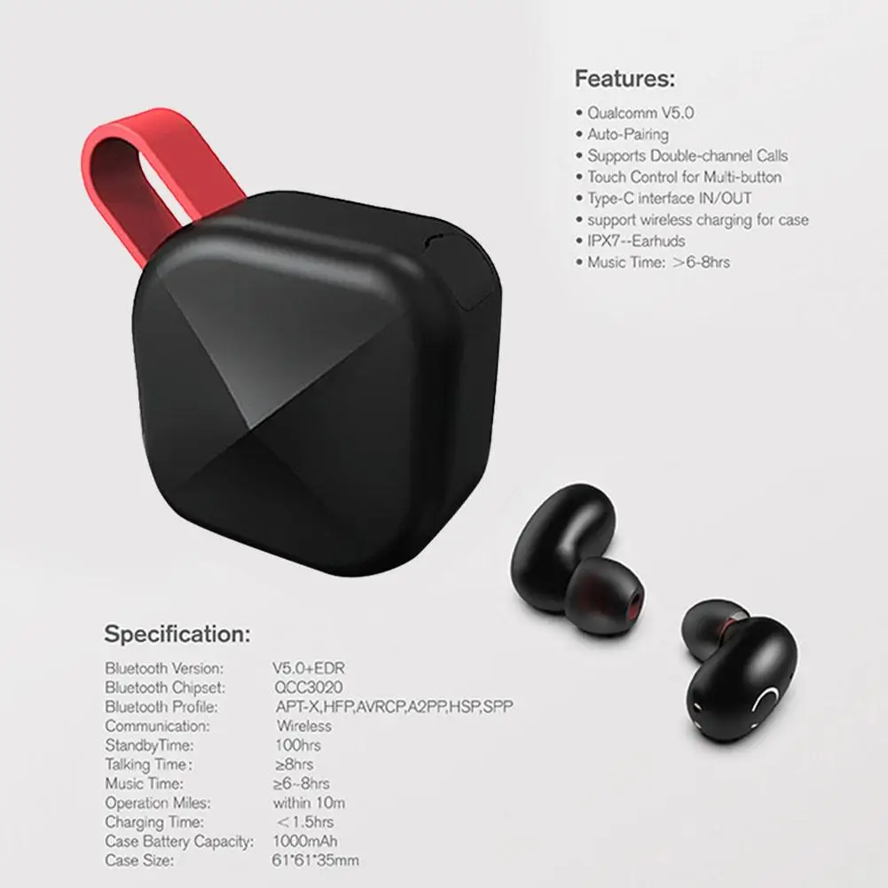B6 TWS, настоящие Bluetooth 5,0, стерео бинауральные наушники, Беспроводные спортивные Hi-Fi наушники, громкая связь, HD вызов, IPX7, водонепроницаемые мини наушники